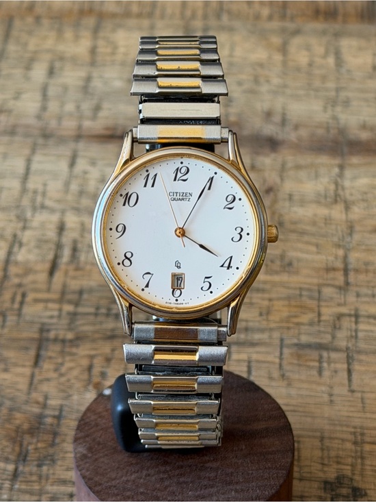 Citizen Other - Vintage Citizen Two-Tone Gold and Silver Quartz Dress Watch with White Dial